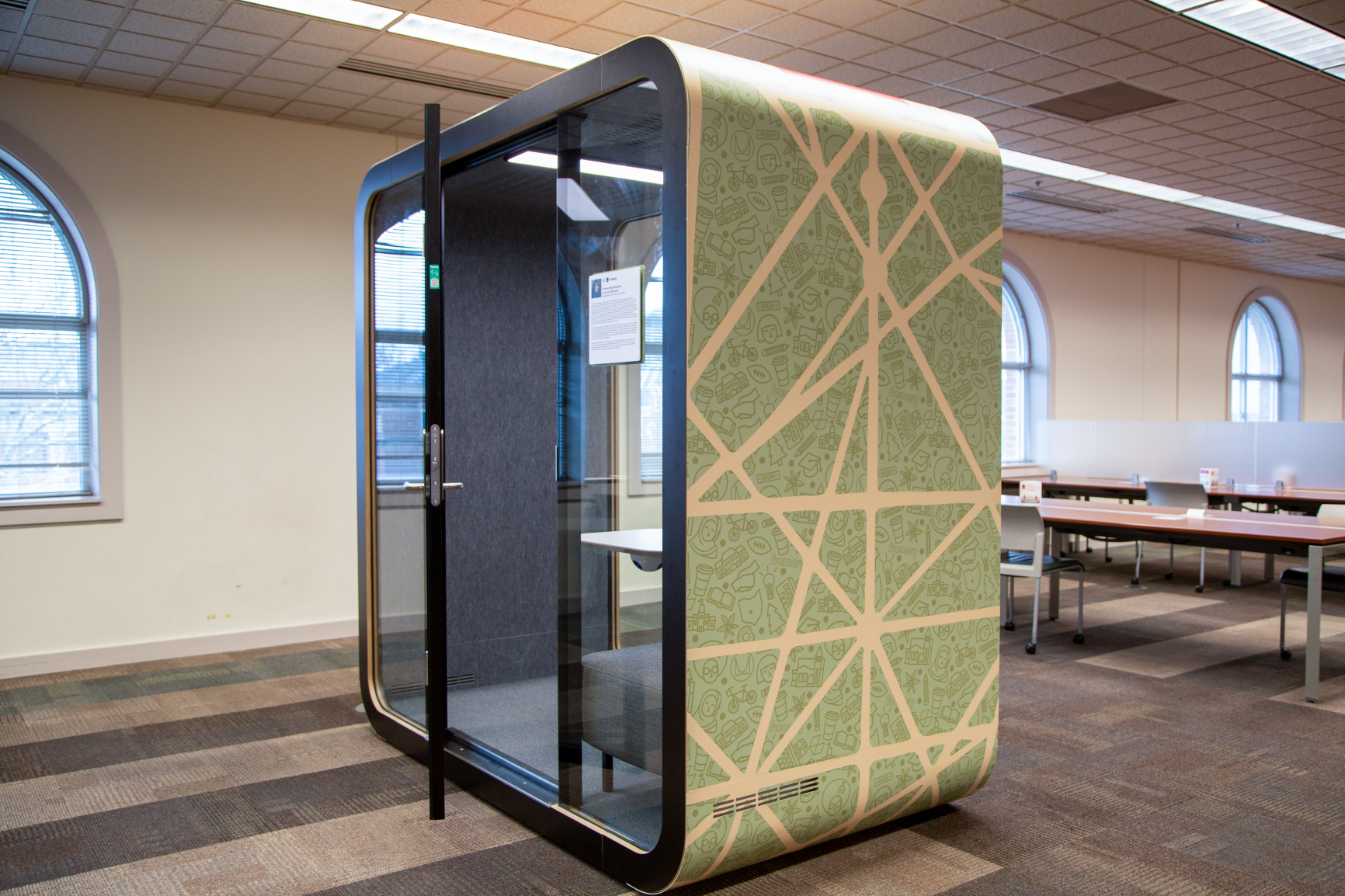 Framery pods designed by Ohio State students and installed at The Ohio State University by Continental Office