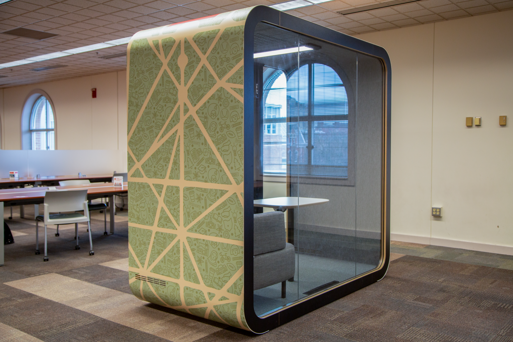 Framery pods designed by Ohio State students and installed at The Ohio State University by Continental Office