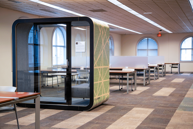 Framery pods designed by Ohio State students and installed at The Ohio State University by Continental Office