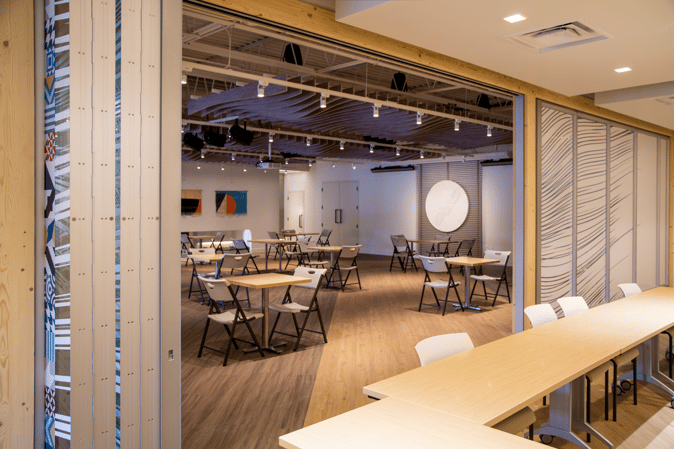 Side-profile of large meeting space at Yokoso Center at Japan Marketplace in Columbus Ohio Continental Office