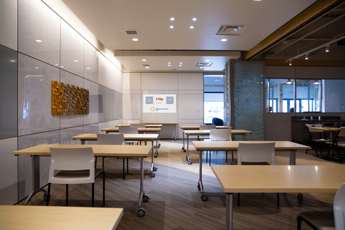 Audience view of classroom set-up of Yokoso Center at Japan Marketplace in Columbus Ohio Continental Office