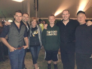 Beth and her son meeting an Irish band