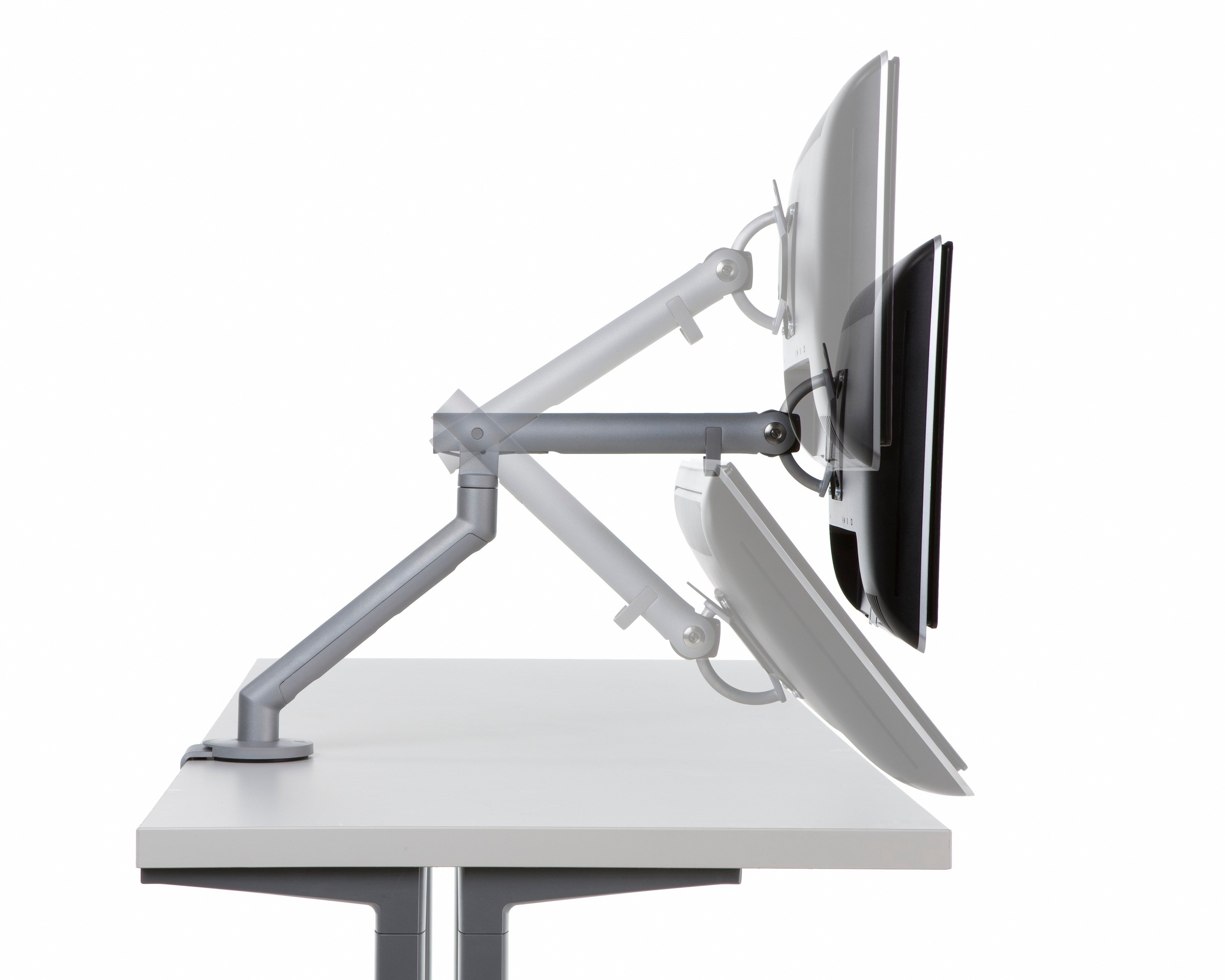 Herman Miller Flo monitor arms by Continental Office help provide better camera angle for ergonomic comfort