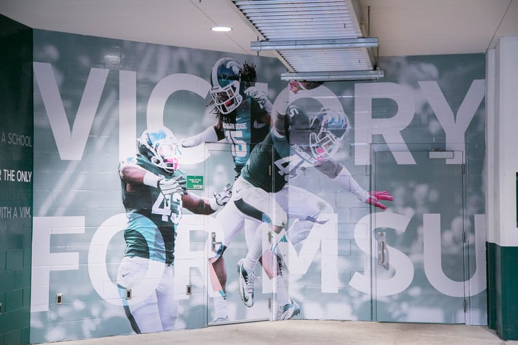 We created larger-than-life images on the walls to depict MSU’s infectious spirit