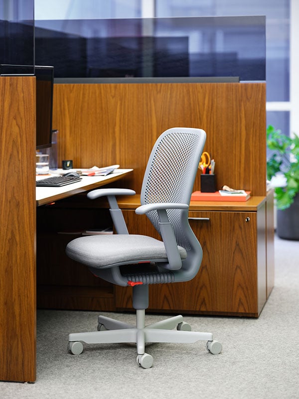 marc newson's task chair for knoll swivels in a single-line silhouette