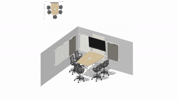 The conference room adds separation between seats or becomes a sanitizing stations with lockers thanks to Workplace Services by Continental Office